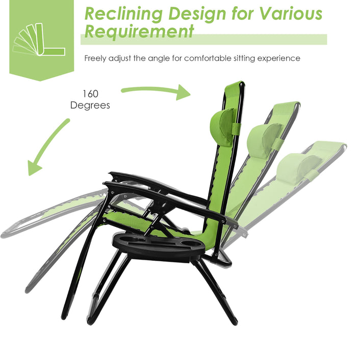 Outdoor Folding Zero Gravity Reclining Lounge Chair-Green