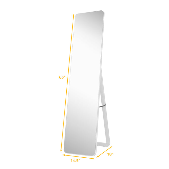 Full Length Frameless Wall Mountable Floor Mirror-White