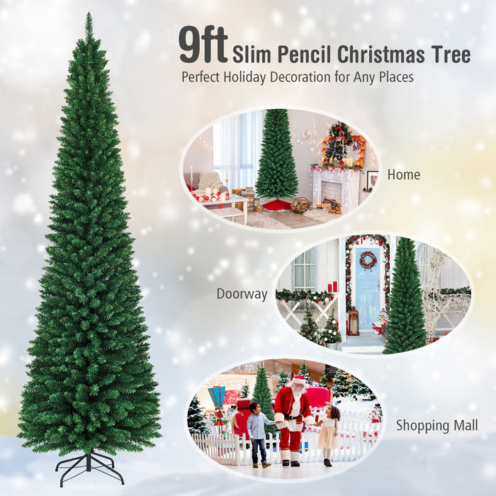 PVC Artificial Slim Pencil Christmas Tree-9 Feet