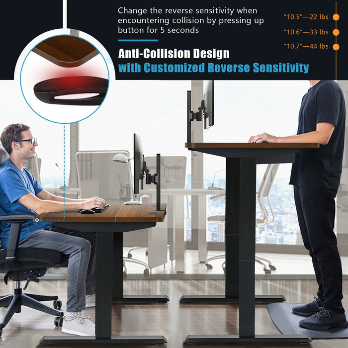 48-inch Electric Height Adjustable Standing Desk with Control Panel-Walnut