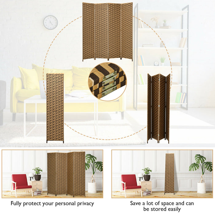 4 Panel Folding Privacy Partition Room Divider with Rustproof Hinge-Yellow