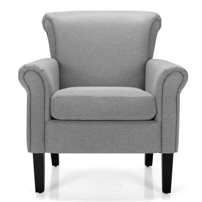 Upholstered Fabric Accent Chair with Adjustable Foot Pads-Light Gray