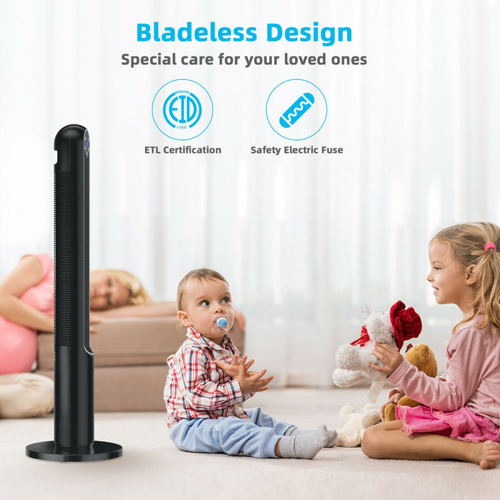 42 Inch 80 Degree Tower Fan with Smart Display Panel and Remote Control-Black