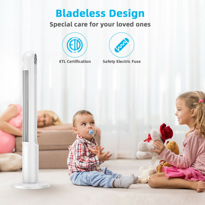 42 Inch 80 Degree Tower Fan with Smart Display Panel and Remote Control-White