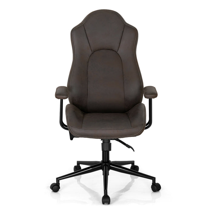 High Adjustable Back Executive Office Chair with Armrest-Brown