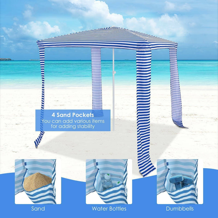 6.6 x 6.6 Feet Foldable and Easy-Setup Beach Canopy With Carry Bag-Blue