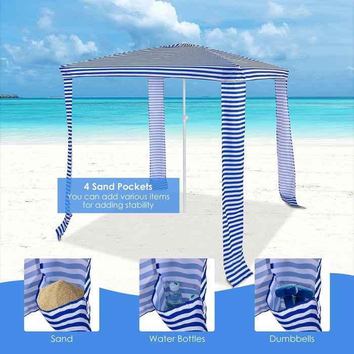 6.6 x 6.6 Feet Foldable and Easy-Setup Beach Canopy With Carry Bag-Navy