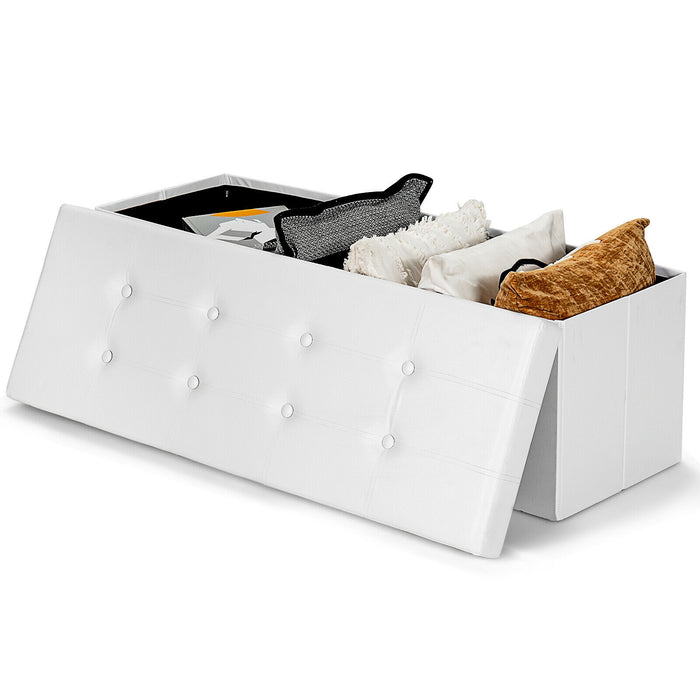 45 Inches Large Folding Ottoman Storage Seat-White