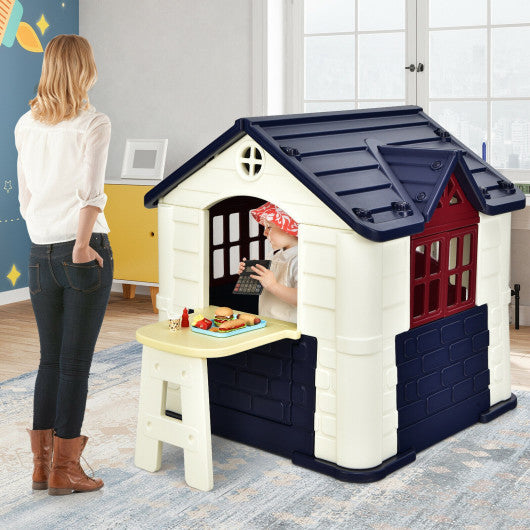 Kidâ€™s Playhouse Pretend Toy House For Boys and Girls 7 Pieces Toy Set-Blue