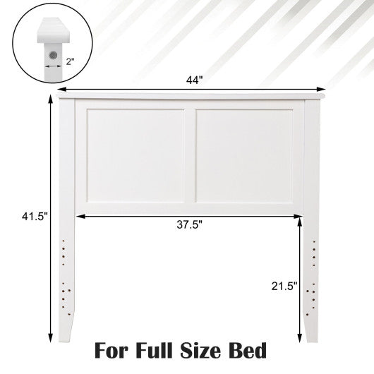 Solid Wood Flat Panel Headboard for Twin-size Bed-White