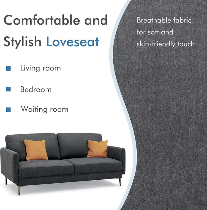 Modern Loveseat with Comfy Backrest Cushions-Gray