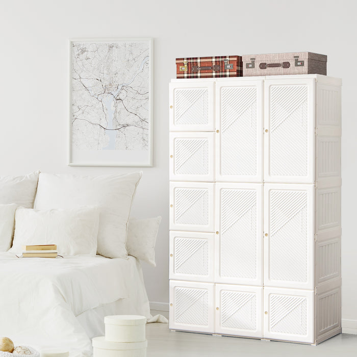 Foldable Armoire Wardrobe Closet with 10 Cubes