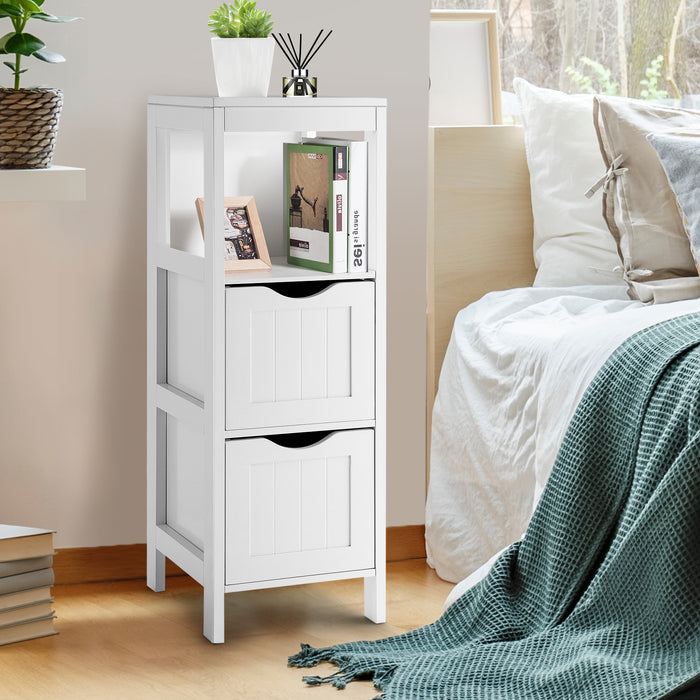 Freestanding Storage Cabinet with 2 Removable Drawers for Bathroom-White