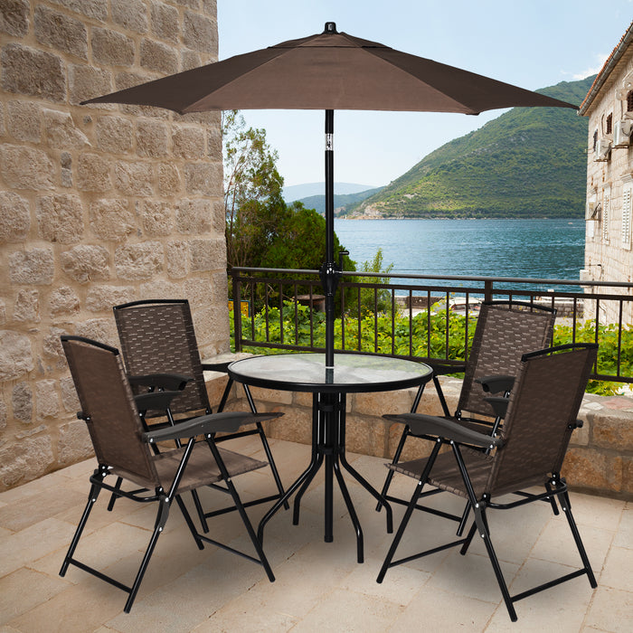 4 Pieces Folding Dining Chairs with Steel Armrests and Sling Back