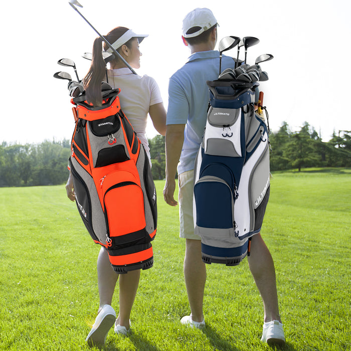 10.5 Inch Golf Stand Bag with 14 Way Dividers and 7 Zippered Pockets-Orange