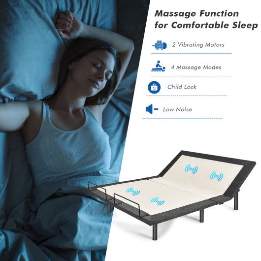 Queen Size Adjustable Bed Base Electric Bed Frame with Massage Modes