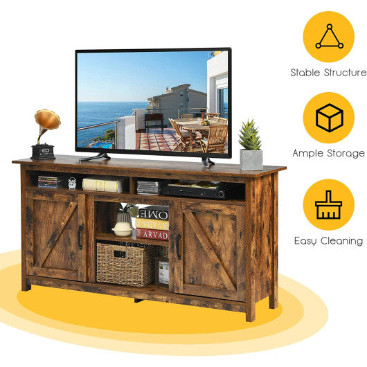 60â€Industrial TV Stand Entertainment Center with Shelve and Cabinet-Brown