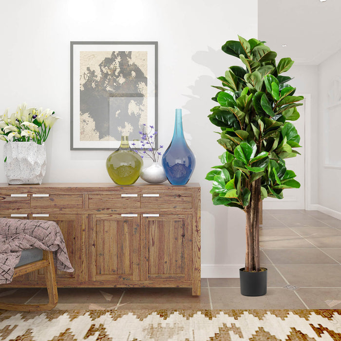 5 Feet Artificial Fiddle Leaf Fig Tree Decorative Planter