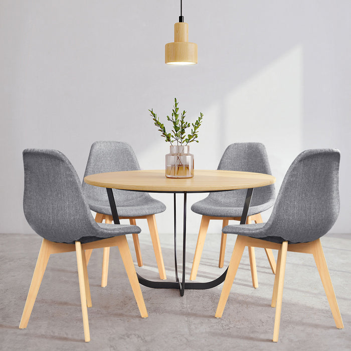 4 Pieces Modern Dining Chair Set with Wood Legs and Fabric Cushion Seat