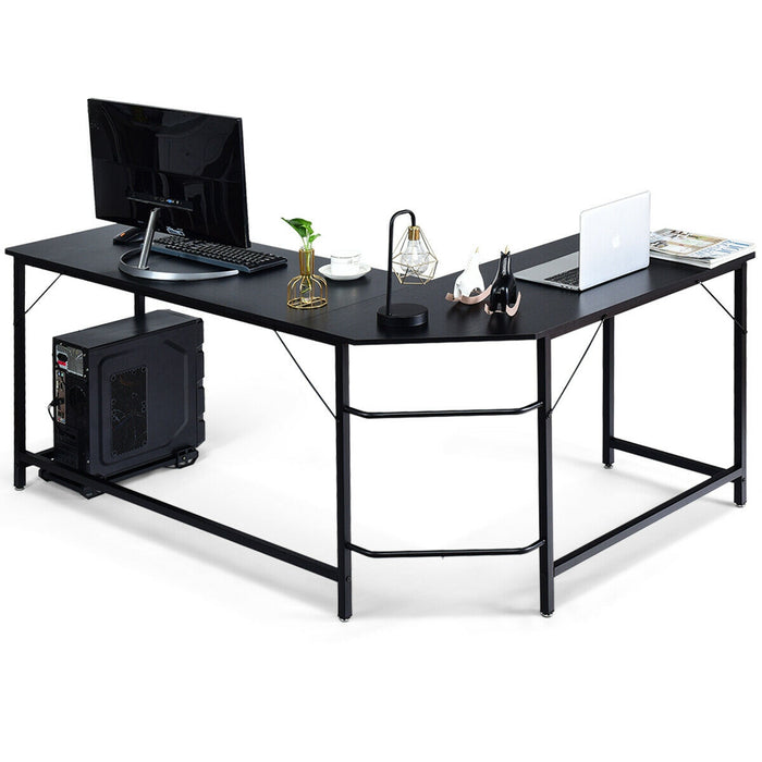 L Shaped Desk Corner Computer Desk PC Laptop Gaming Table Workstation-Black