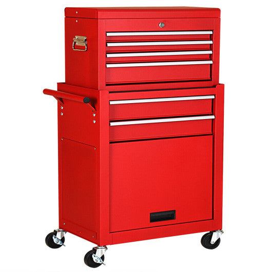 Rolling Cabinet Storage Chest Box Garage Toolbox Organizer-Red