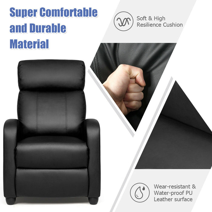 Recliner Massage Winback Single Chair with Side Pocket-Black