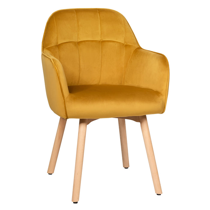 Set of 2 Mid-Back Accent Leisure Armchairs-Yellow