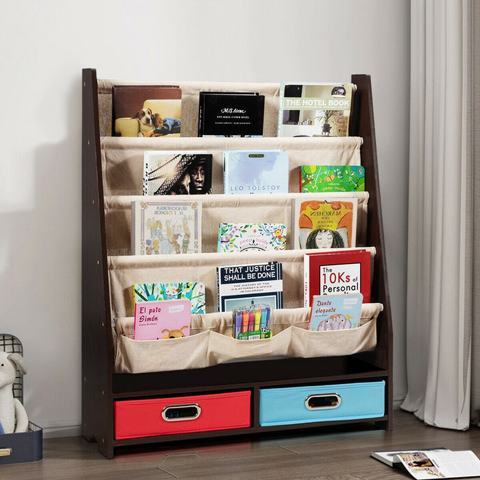 Kids Book and Toys Organizer Shelves-Coffee