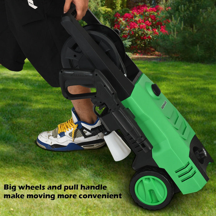 3500PSI Electric Pressure Washer with Wheels-Green