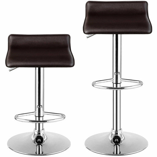 Set of 2 Adjustable PU Leather Backless Bar Stools-Coffee