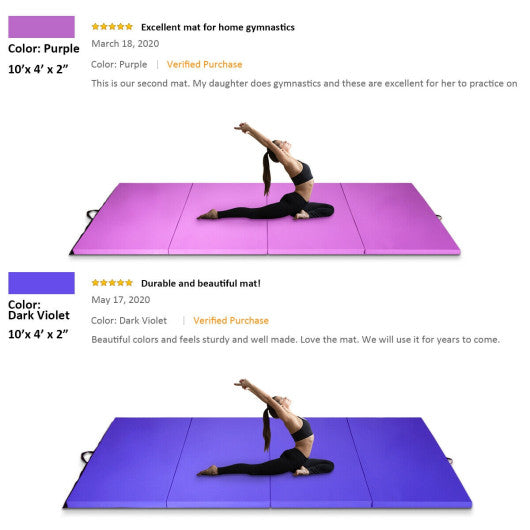 Folding Gymnastics Tumbling Gym Mat-Purple