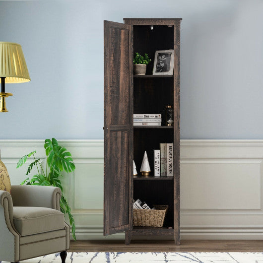 Linen Tower Bathroom Storage Cabinet Tall Slim Side Organizer with Shelf-Walnut