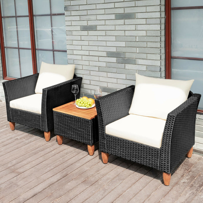 3 Pieces Outdoor Patio Rattan Furniture Set with Coffee Table