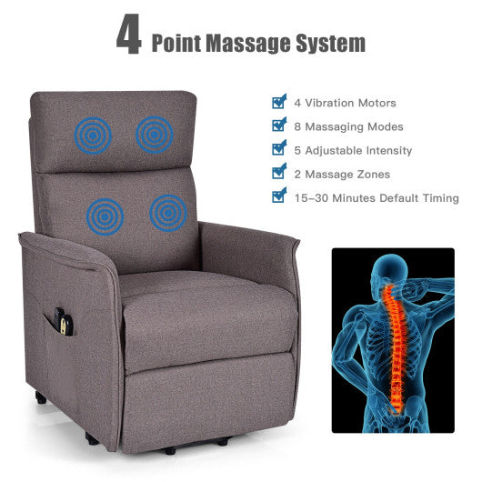 Power Lift Massage Recliner Chair for Elderly with Heavy Padded Cushion-Brown