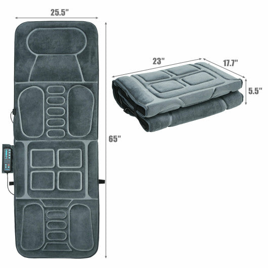 Foldable Massage Mat with Heat and 10 Vibration Motors