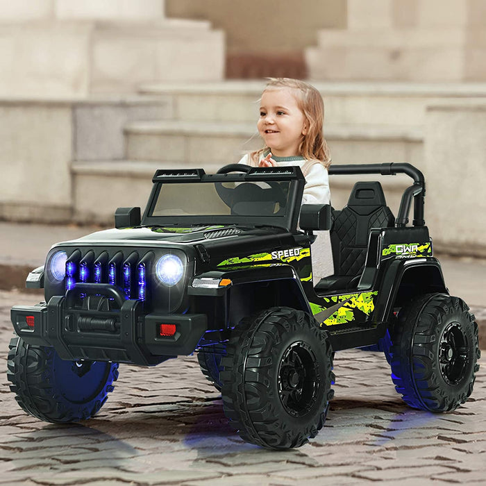 12V Kids Ride-on Jeep Car with 2.4 G Remote Control-Black & Green