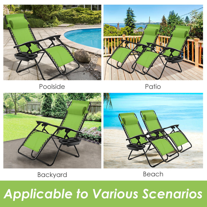 Outdoor Folding Zero Gravity Reclining Lounge Chair-Green