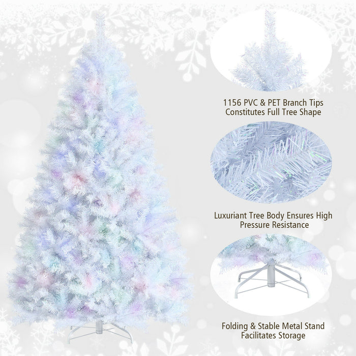 7 Feet White Iridescent Tinsel Artificialâ€‚Christmas Tree with Metal Stand