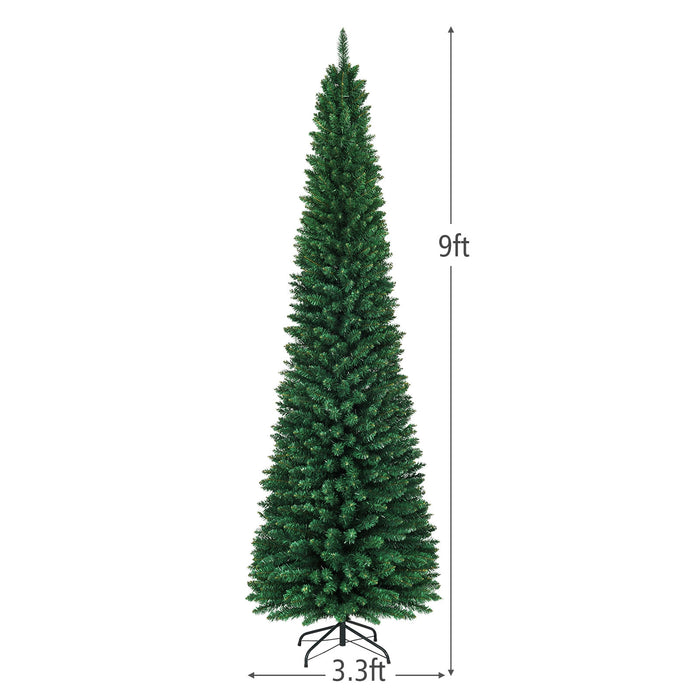 PVC Artificial Slim Pencil Christmas Tree-9 Feet