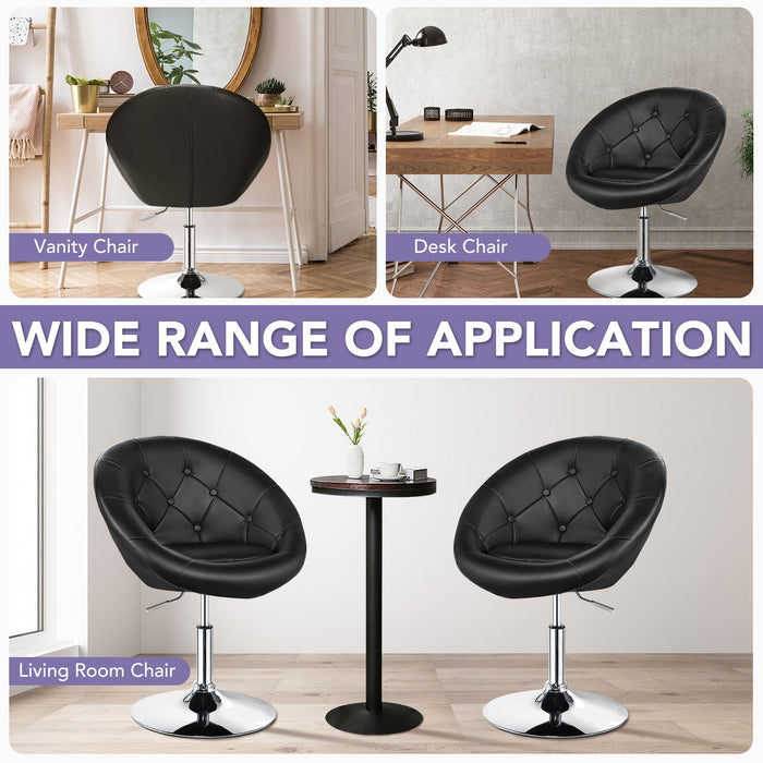 1 Piece Modern Adjustable Swivel Round PU Leather Chair-Black