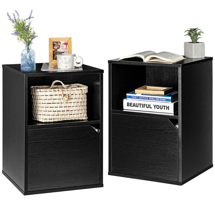 Set of 2 Nightstands Side End Table for Living Room-Black