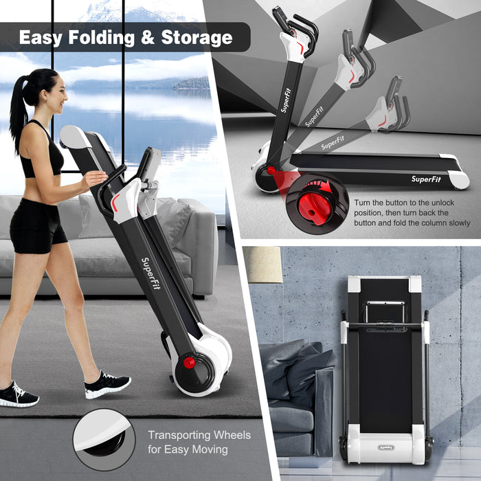 2.25 HP Electric Motorized Folding Running Treadmill Machine with LED Display-White