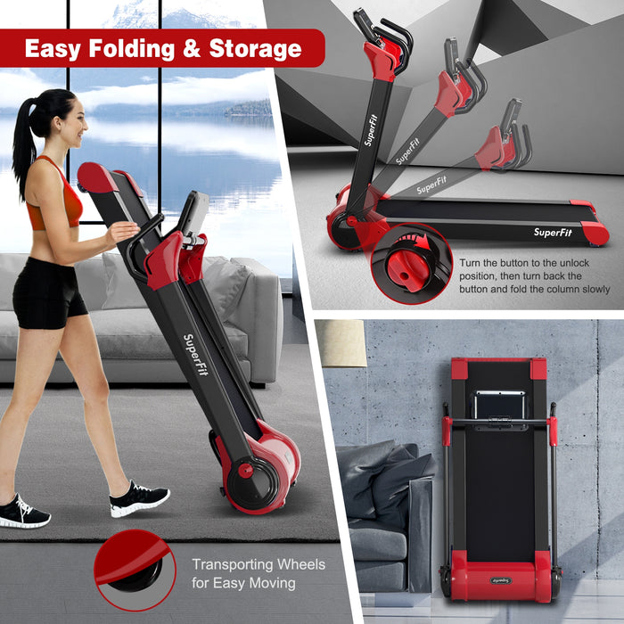 2.25 HP Electric Motorized Folding Running Treadmill Machine with LED Display-Red