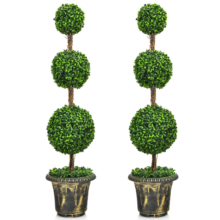 4 Feet Artificial Topiary Triple Ball Tree Plant