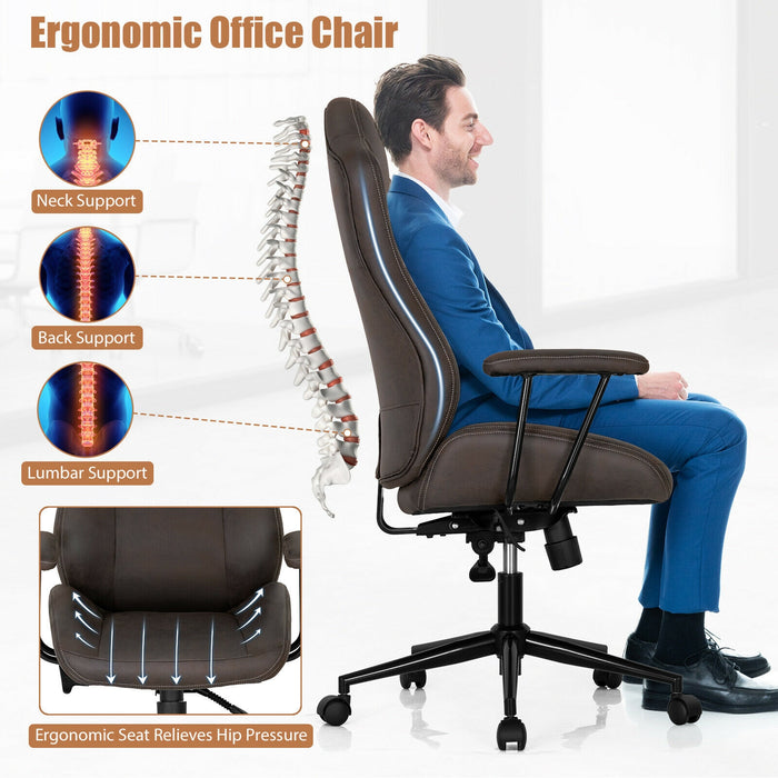 High Adjustable Back Executive Office Chair with Armrest-Brown