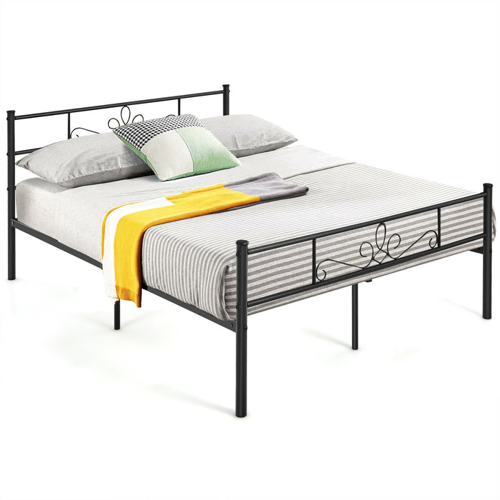 Twin/Full/Queen Size Metal Bed Frame with Headboard and Footboard-Full Size