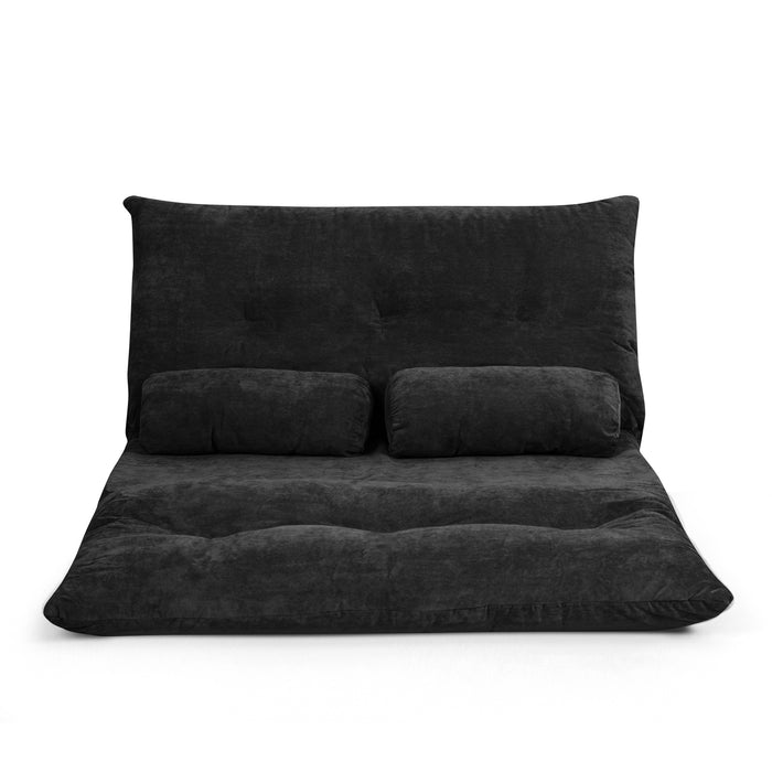 6-Position Adjustable Sleeper Lounge Couch with 2 Pillows-Black