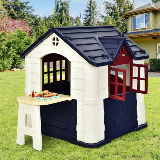 Kidâ€™s Playhouse Pretend Toy House For Boys and Girls 7 Pieces Toy Set-Blue