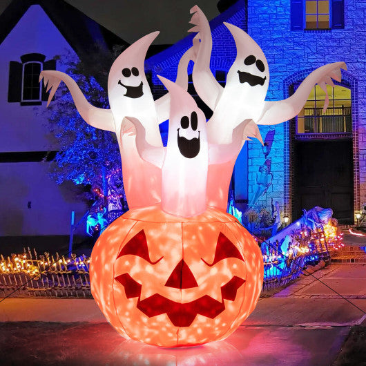 6 Feet Inflatable Halloween Ghosts with Pumpkin Decor and Rotating Lamp