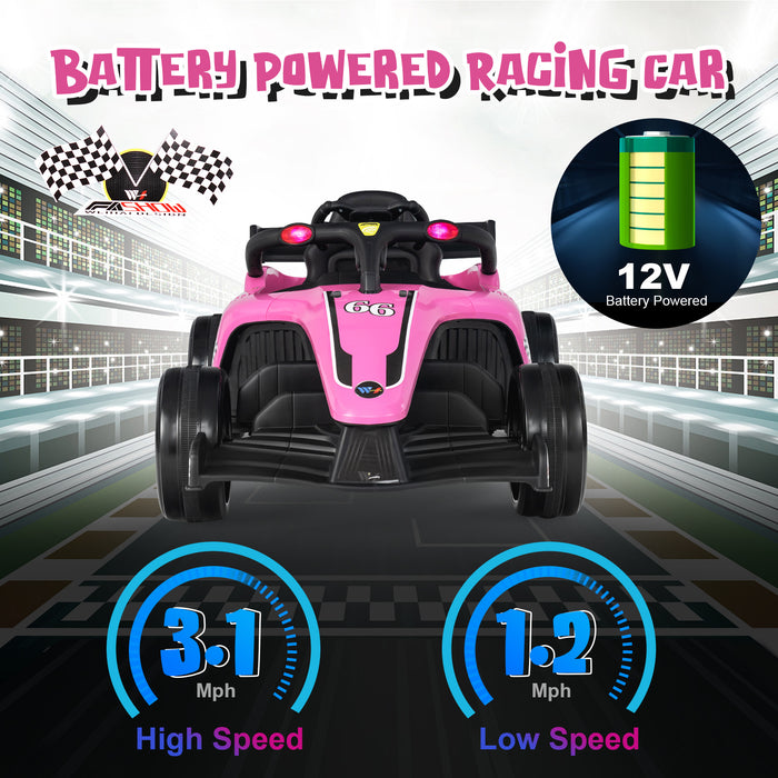 12V Kids Ride on Electric Formula Racing Car with Remote Control-Pink